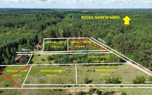 Działka Dzbądzek JEZIORO RZEKA Narew