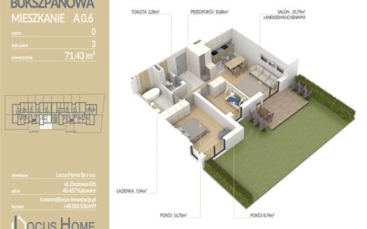Mieszkanie 3-pokojowe Katowice ulica Bukszpanowa