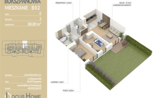 Mieszkanie 3-pokojowe Katowice ulica Bukszpanowa