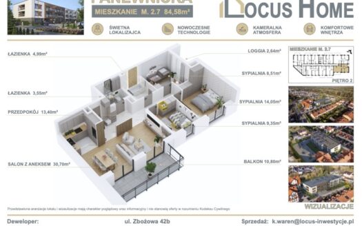 Nowoczesne 4-pokojowe mieszkanie z balkonem M 2.7