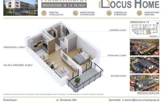 Nowoczesne 2-pokojowe mieszkanie z balkonem M 1.6
