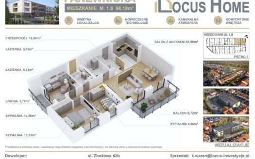Nowoczesne 4-pokojowe mieszkanie z balkonem M 1.8