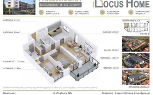 Nowoczesne 3-pokojowe mieszkanie z balkonem M 2.3