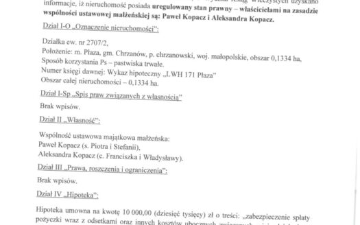 Nieruchomośc w niezabudowana Płaza, gm. Chrzanów
